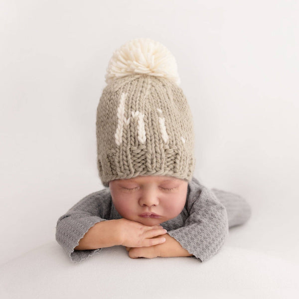 hi. Pebble Brown Hand Knit Beanie Hat: S (0-6 months)