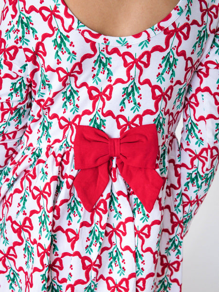 RuffleButts + RuggedButts - Girls Carol of the Bows Knit Long Sleeve Twirl Dress
: White / 2T