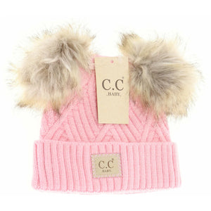 Baby Large Patch Heathered Double Pom Beanie