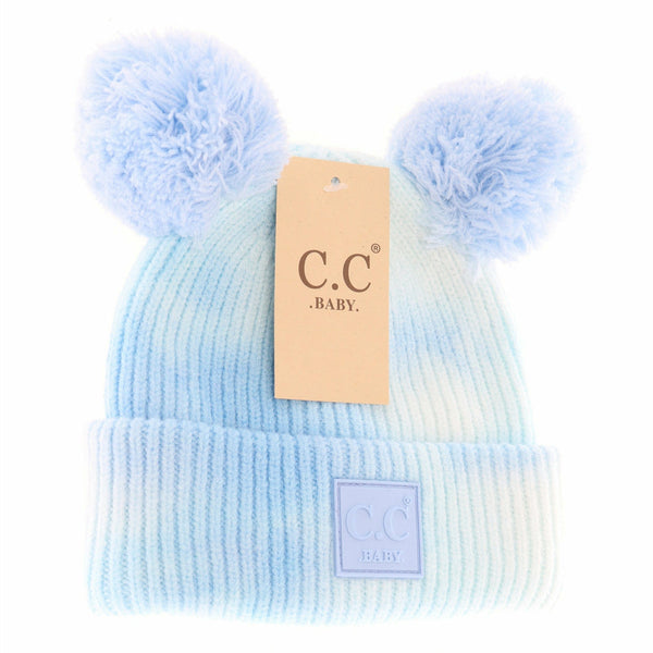 Baby Tie Dye Double Fur Pom Beanie