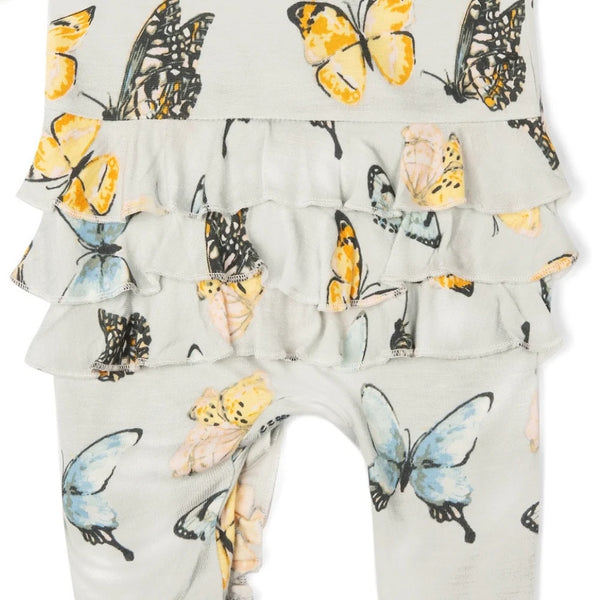 Butterfly Ruffle Zipper Footed Romper