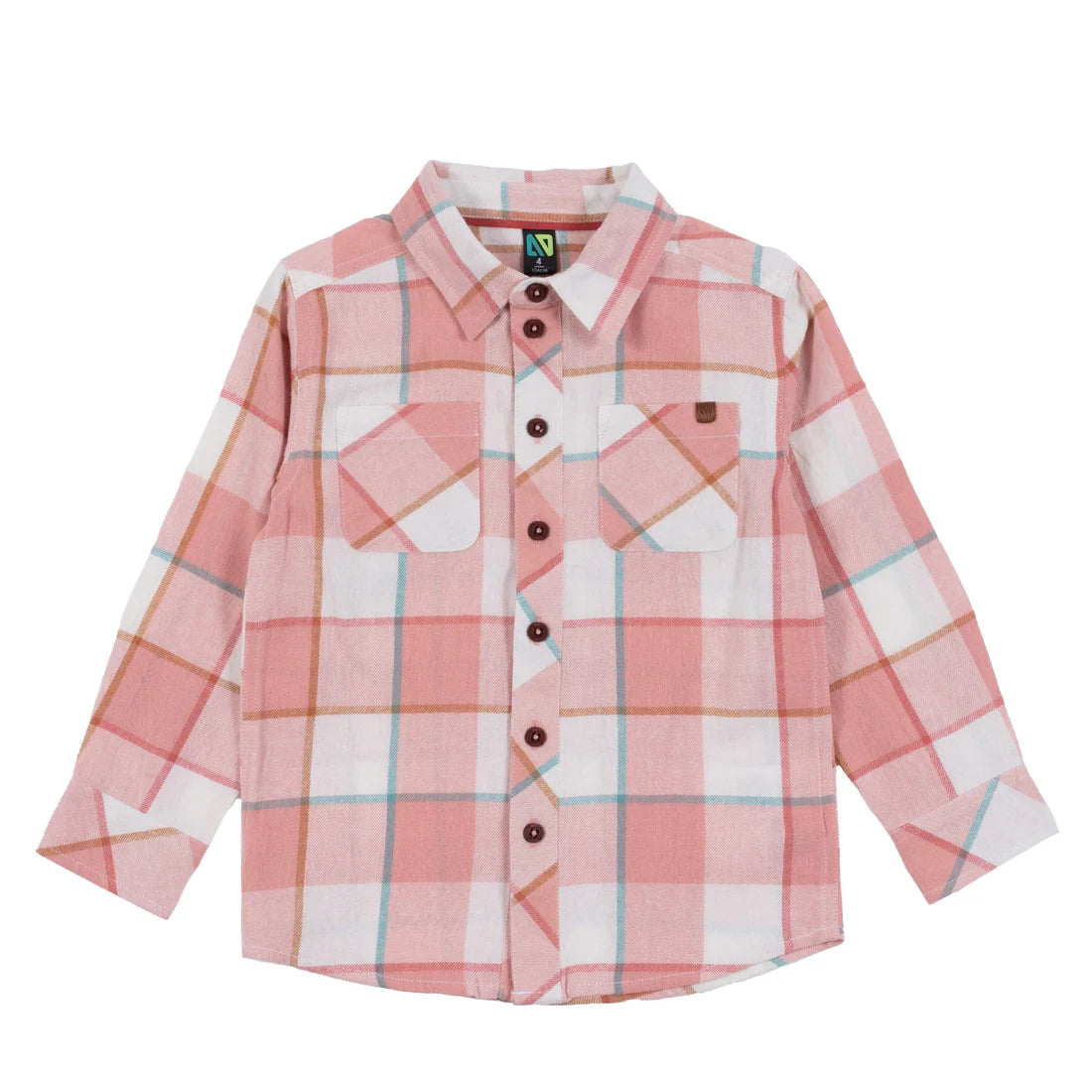 Coral Plaid Flannel Shirt