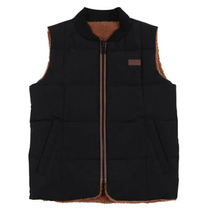 Black Reversible Sherpa Lined Vest