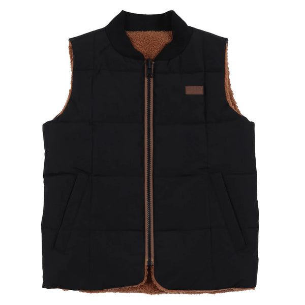 Black Reversible Sherpa Lined Vest
