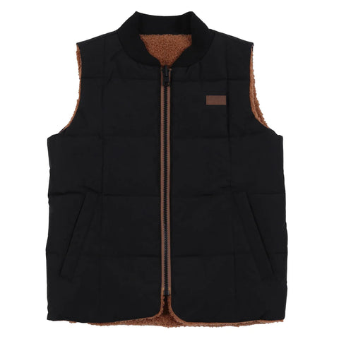 Black Reversible Sherpa Lined Vest