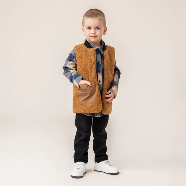 Black Reversible Sherpa Lined Vest