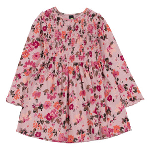 Pink Smocked Floral Dress