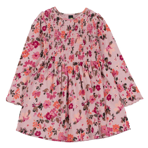 Pink Smocked Floral Dress