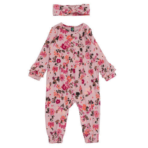Light Pink Floral Romper + Headband
