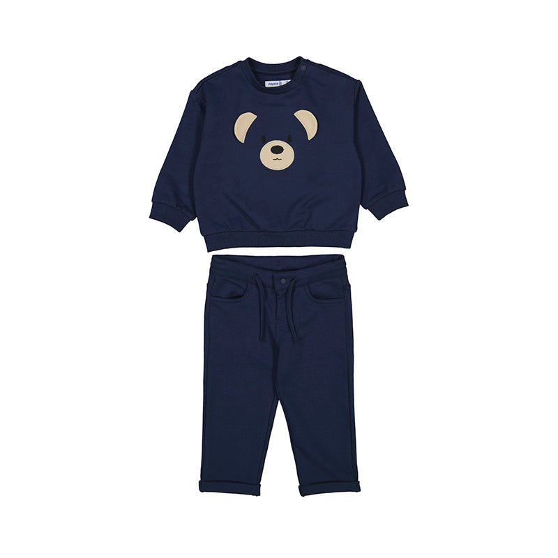 Navy Bear Face Jog Set