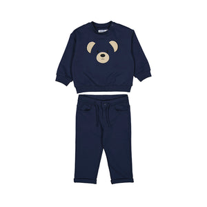 Navy Bear Face Jog Set