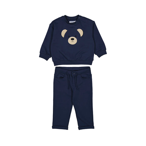 Navy Bear Face Jog Set