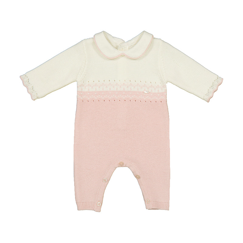 Pink & White Knit Sweater Romper