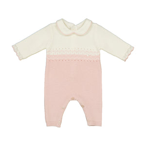 Pink & White Knit Sweater Romper