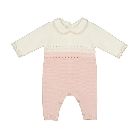 Pink & White Knit Sweater Romper