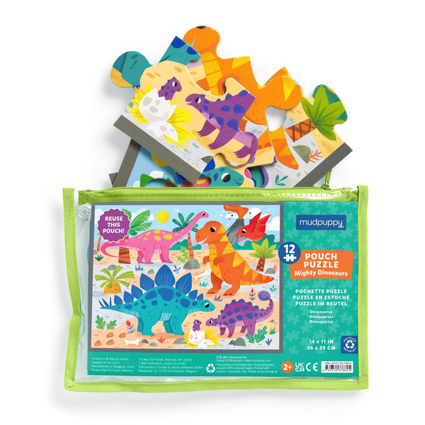 Mighty Dinosaurs-12 pc. Pouch Puzzle