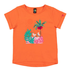 Orange Tropical Print Shirt