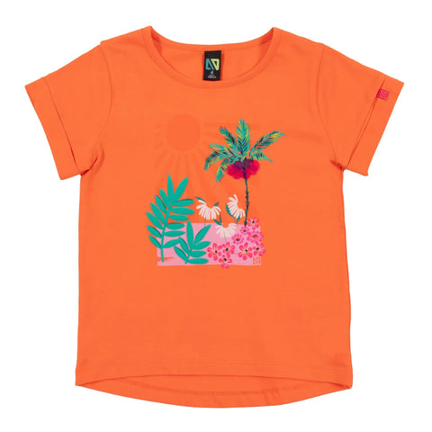 Orange Tropical Print Shirt
