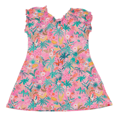 Pink Tropical Print Dress