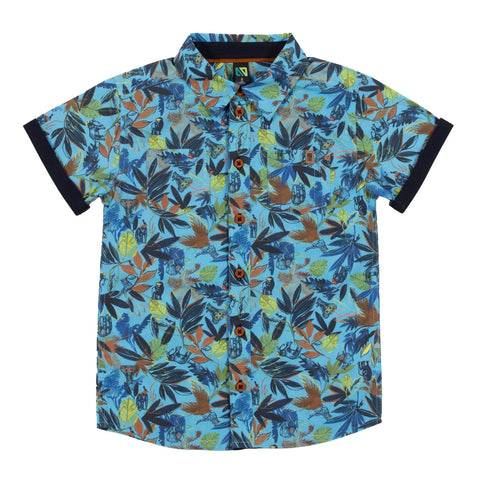 Blue Tropical Button Shirt