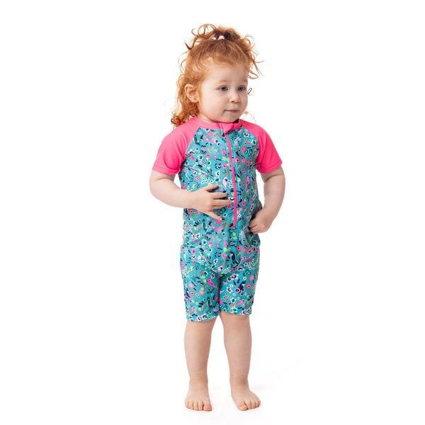 Tropical Birds Rash Guard Swimsuit