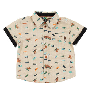 Skateboarding Dogs Button Shirt