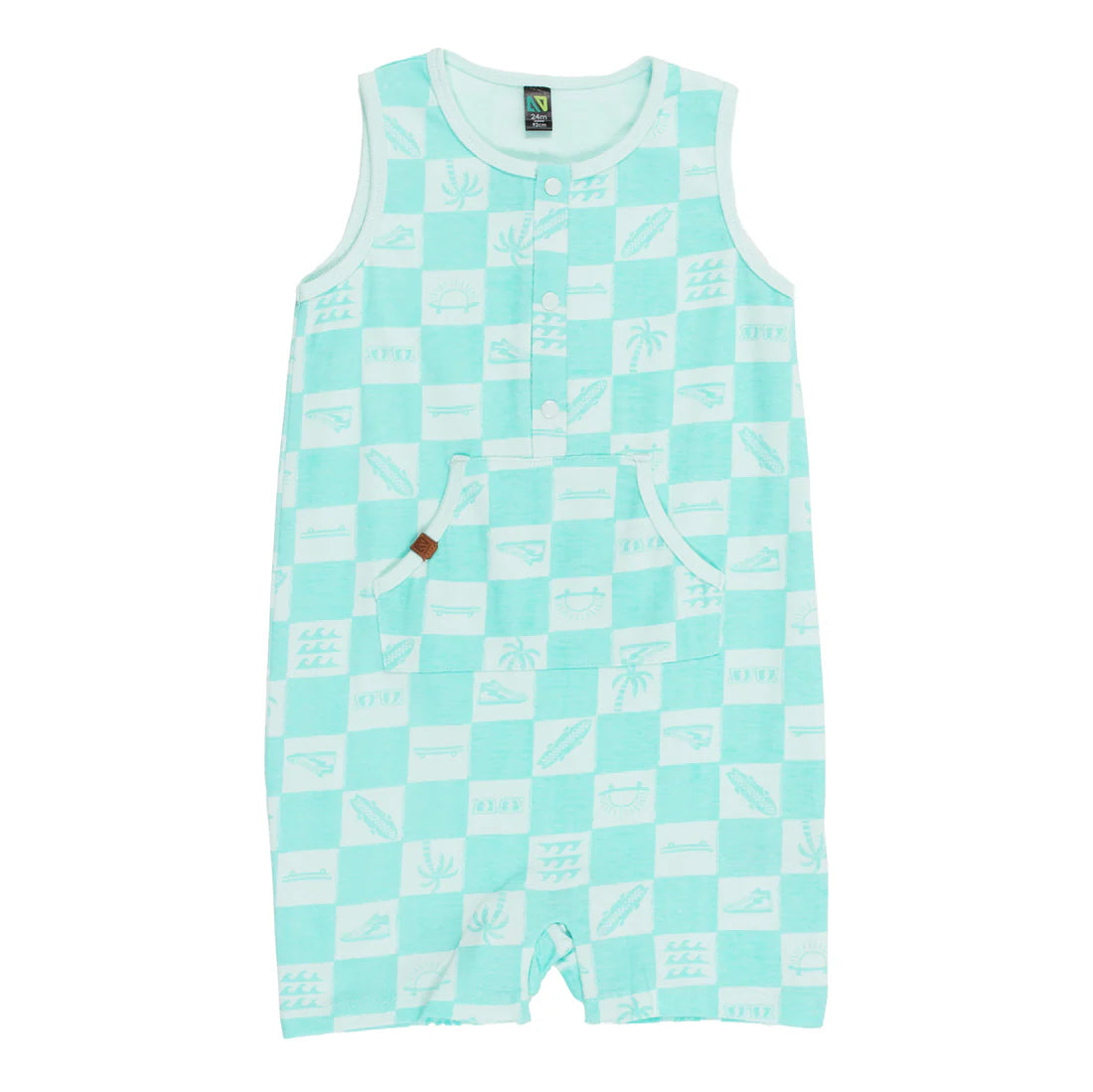 Turquoise Checked Romper