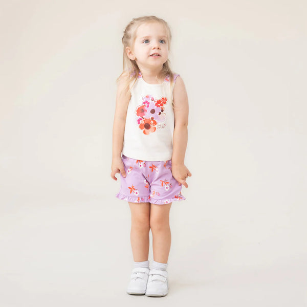 Ivory Floral Tank + Floral Shorts