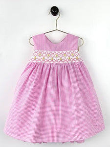 Pink Sleeveless Smocked Dress