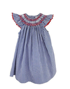 Navy Gingham Smocked Dress