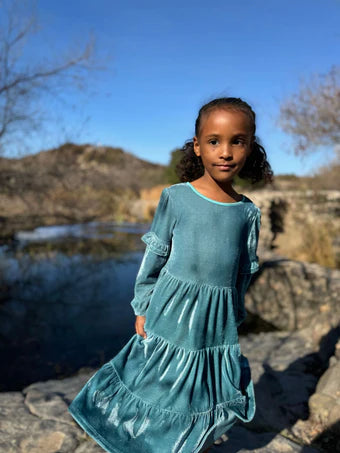 Teal Velvet Dress