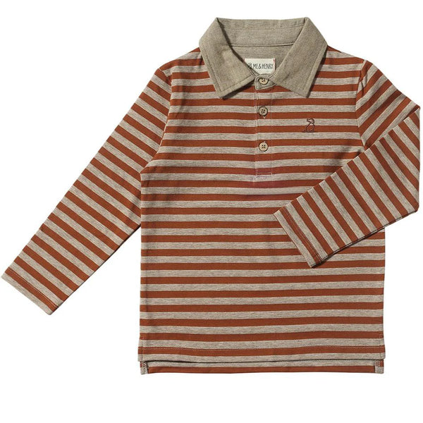 Brown/Beige Long Sleeve Polo