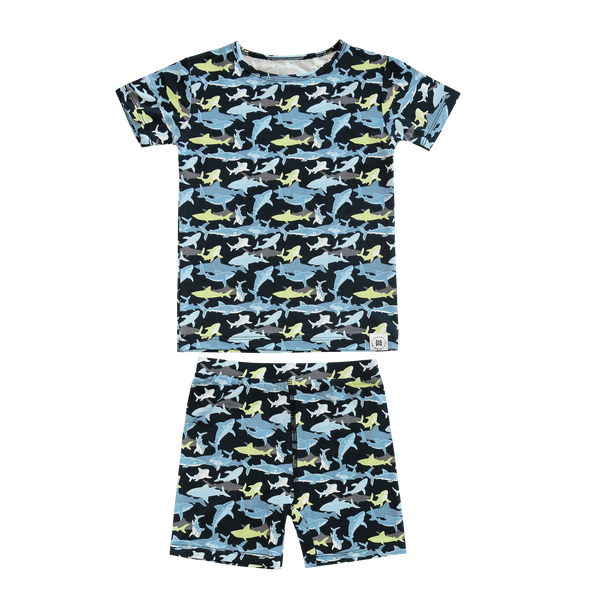 Neon Sharks Summer Pajama Set