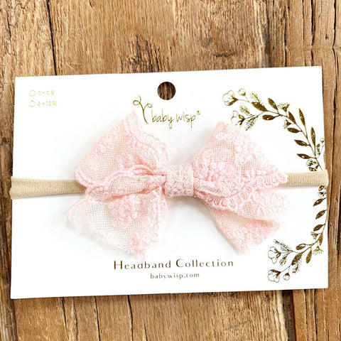 Baby Wisp - Lace Tied Bow - Light Pink