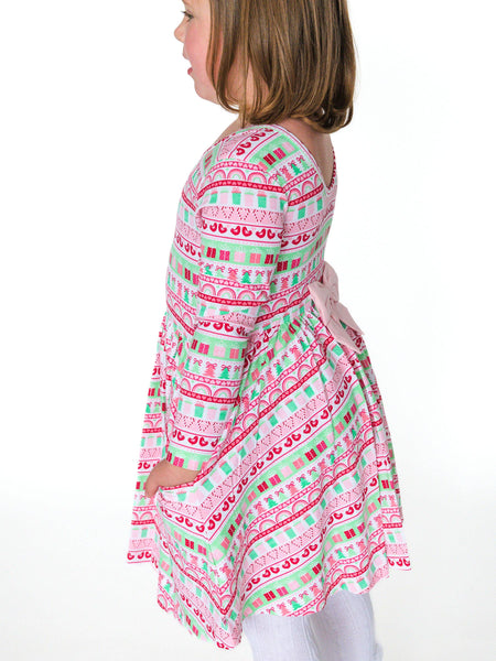 RuffleButts + RuggedButts - Girls Pinkmas Fair Isle Knit Long Sleeve Twirl Dress
: Pink / 12-18m