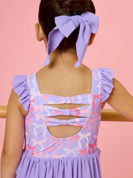 Rosy Ribbons Flutter Sleeve Leotard