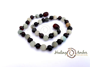 Healing Amber - Raw Molasses Amber & Amazonite Gemstone-11 inch