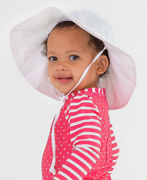 RuffleButts + RuggedButts - Kids White Sun Protective Hat: 6-12m