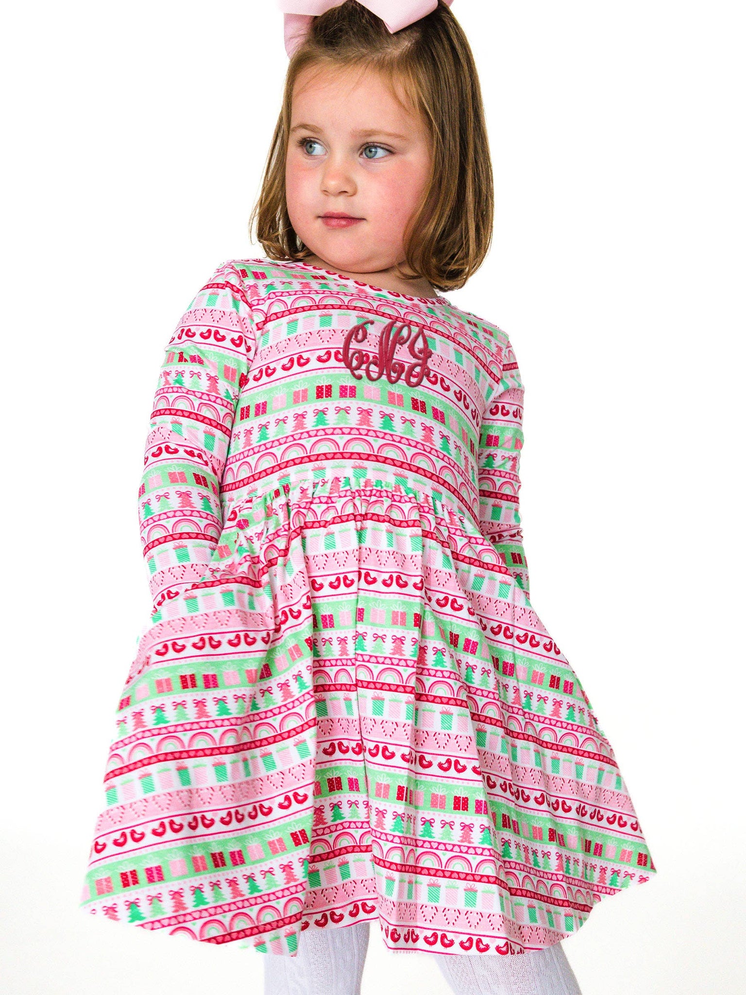 RuffleButts + RuggedButts - Girls Pinkmas Fair Isle Knit Long Sleeve Twirl Dress
: Pink / 2T