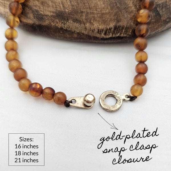 R.B. Amber Jewelry - Dark Cognac Baltic Amber Necklace: Standard Hang Tag / 12-13 inches