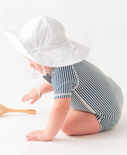 RuffleButts + RuggedButts - Kids White Sun Protective Hat: 6-12m