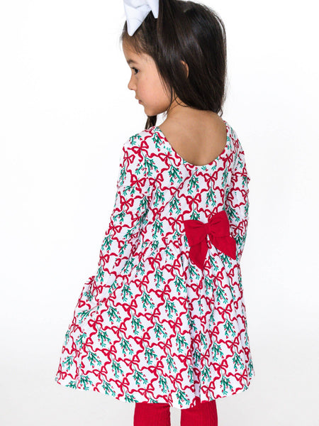 RuffleButts + RuggedButts - Girls Carol of the Bows Knit Long Sleeve Twirl Dress
: White / 8