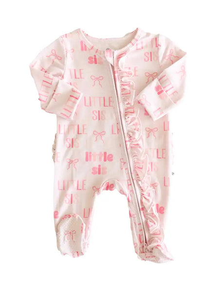Little Sis Ruffle Footie-3/6 month