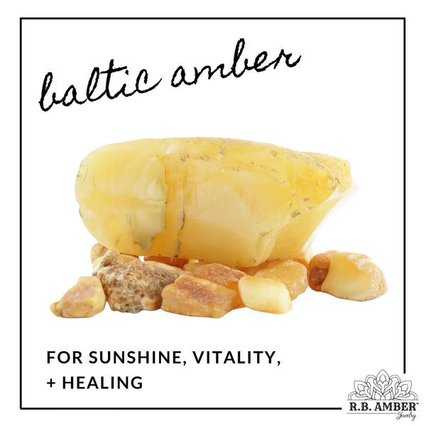 R.B. Amber Jewelry - Raw Honey Baltic Amber Necklace: Standard Hang Tag / 14-15 inches