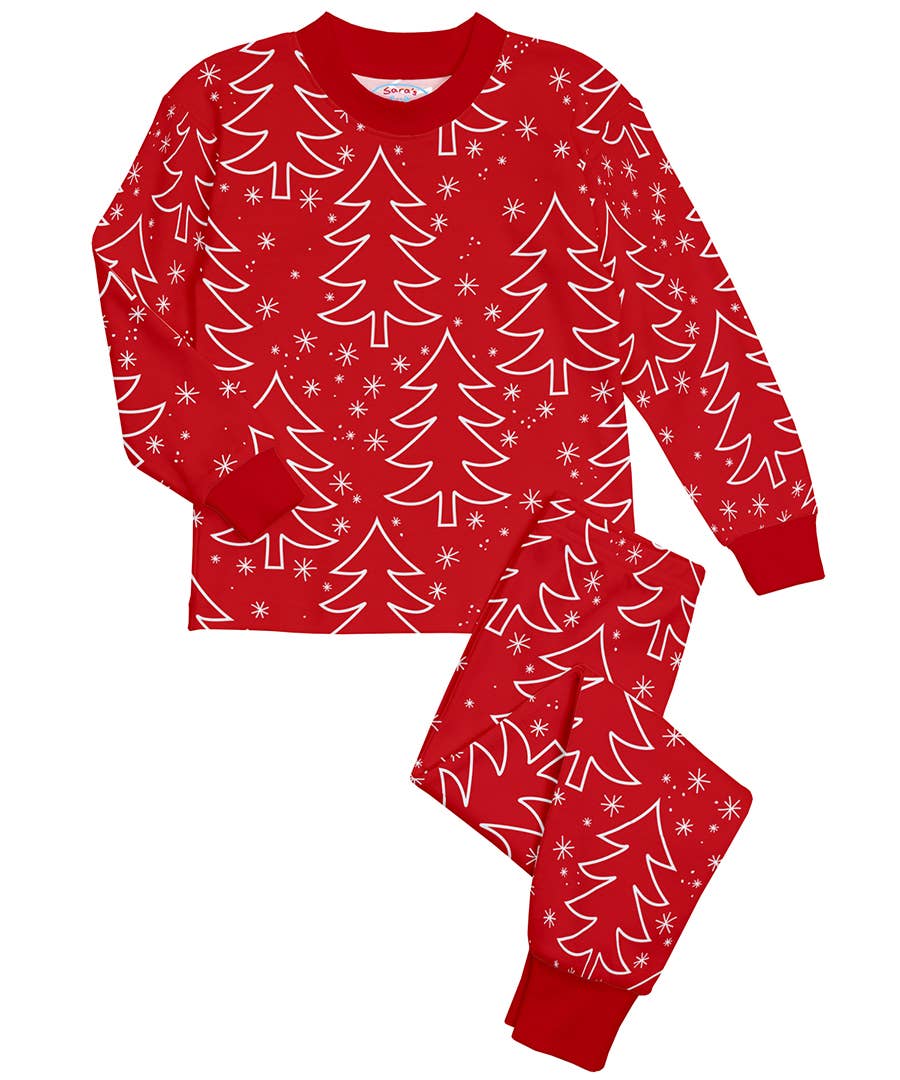 Sara's Prints - Red Christmas Super Soft Classic Long Pajama Set -Unisex