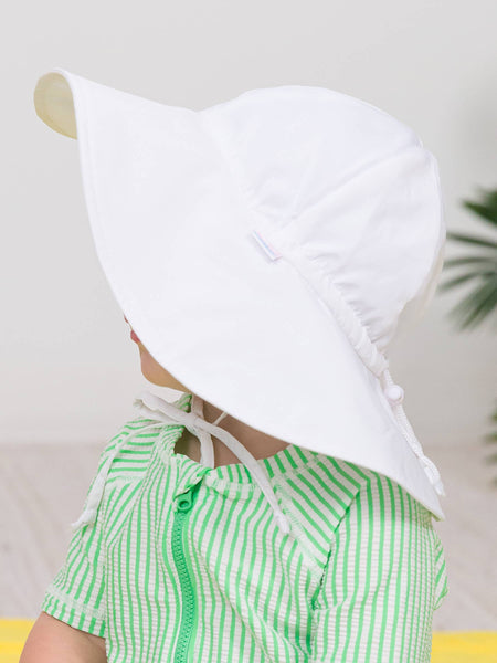 RuffleButts + RuggedButts - Kids White Sun Protective Hat: 12-24m