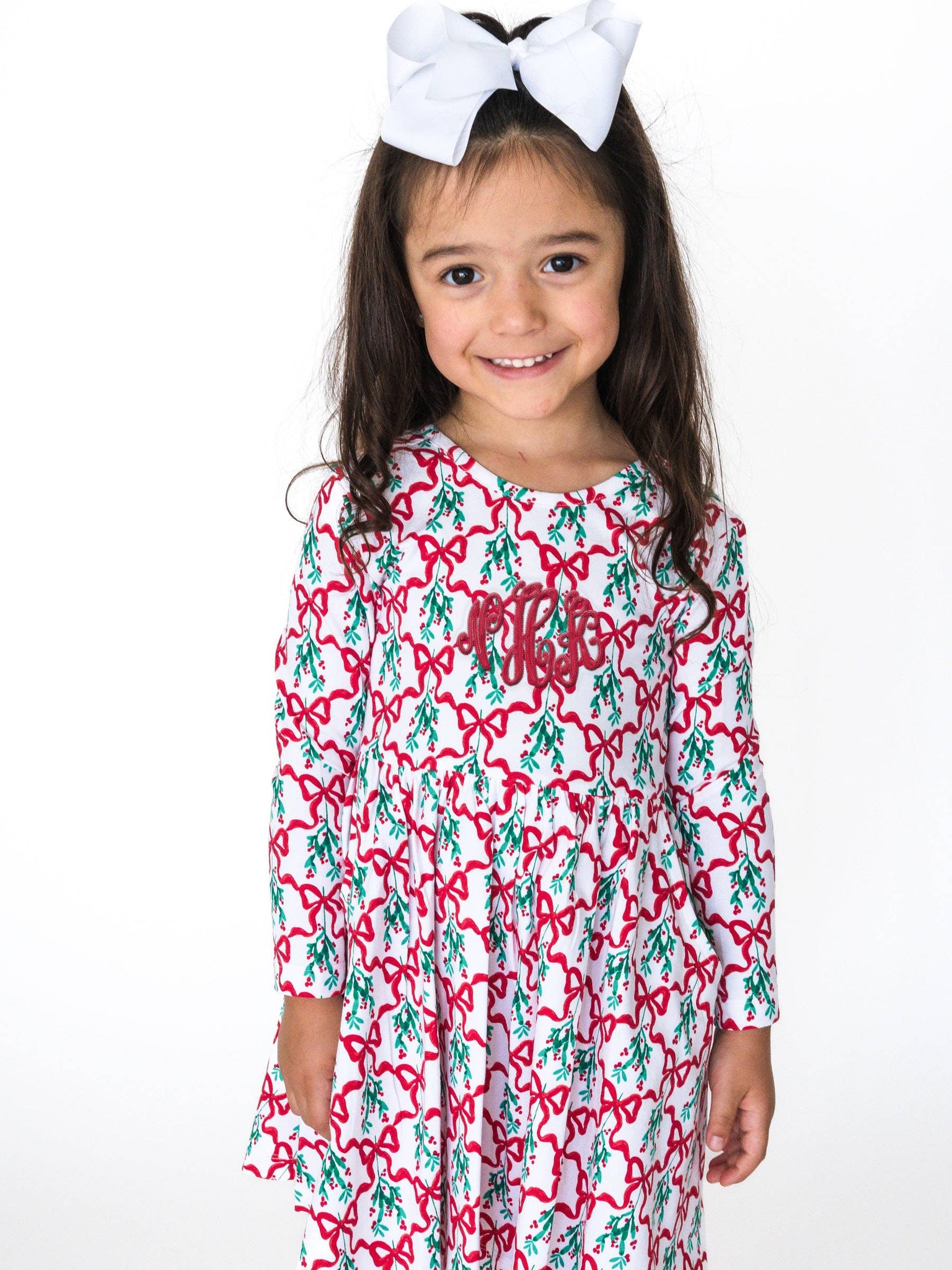 RuffleButts + RuggedButts - Girls Carol of the Bows Knit Long Sleeve Twirl Dress
: White / 12-18m