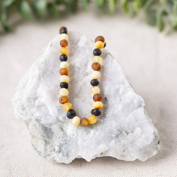 R.B. Amber Jewelry - Raw Multi Baltic Amber Necklace: Standard Hang Tag / 12-13 inches
