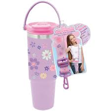 Flower Dream Stainless Steel Tumbler w/Should Strap