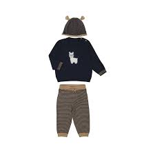 Navy Knit Llama Set + Hat-3 pc.